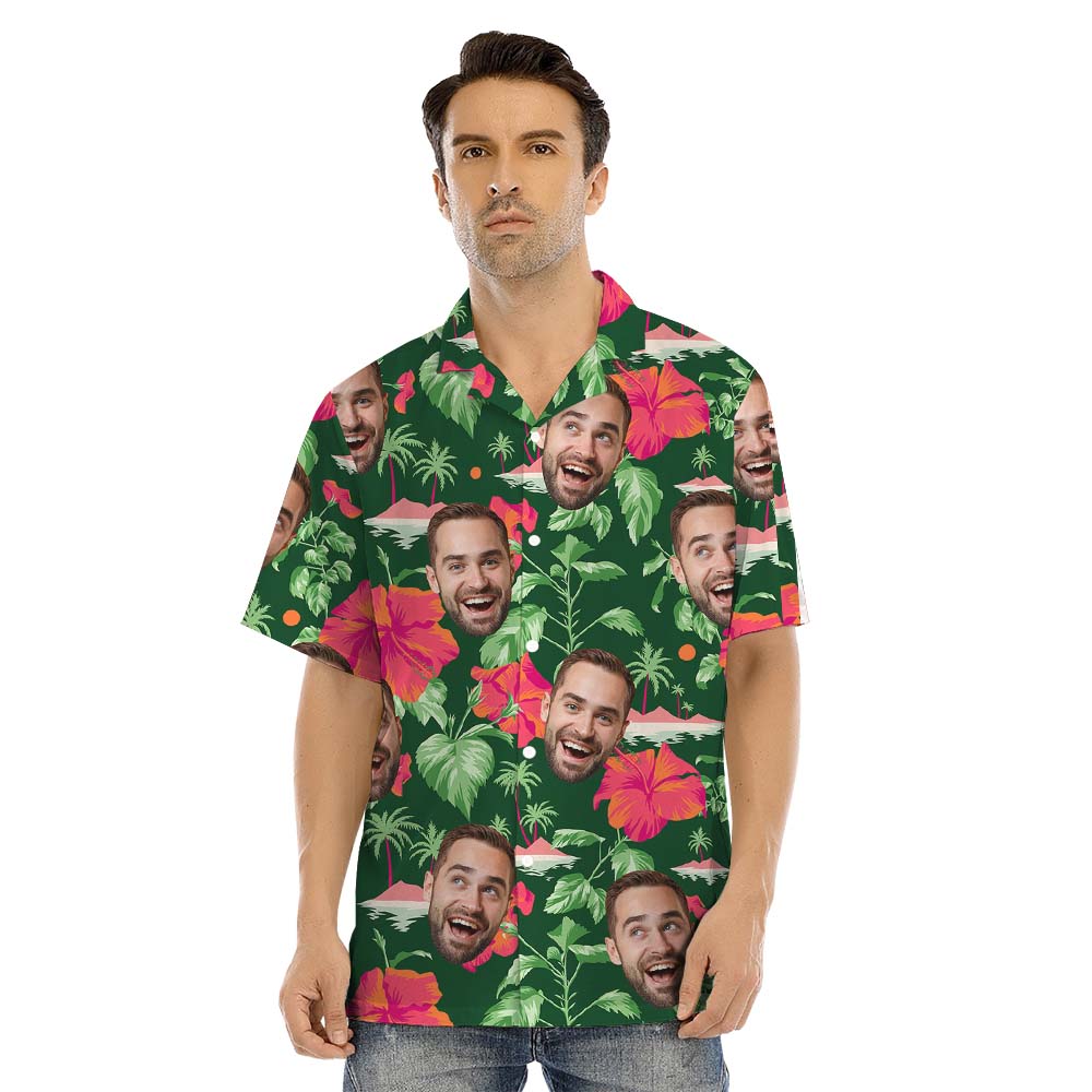 Floral His And Hers Tropical Outfits With Custom Face