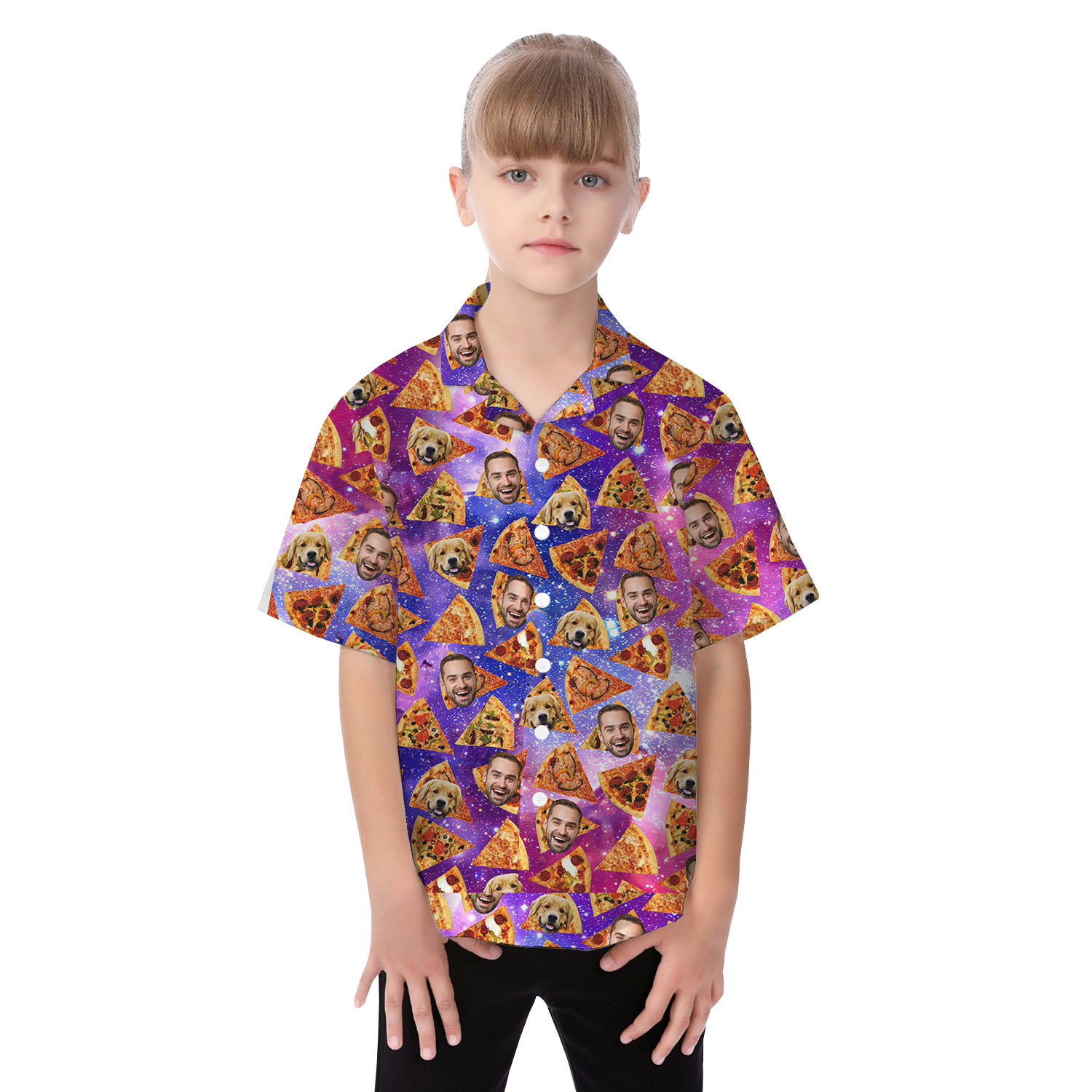 Pizza Custom Face Matching Hawaiian Couple Outfits
