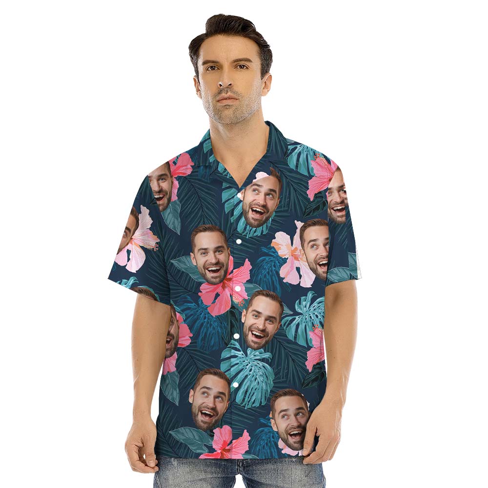 Custom Tropical Matching Hawaiian Shirt And Dress With Faces