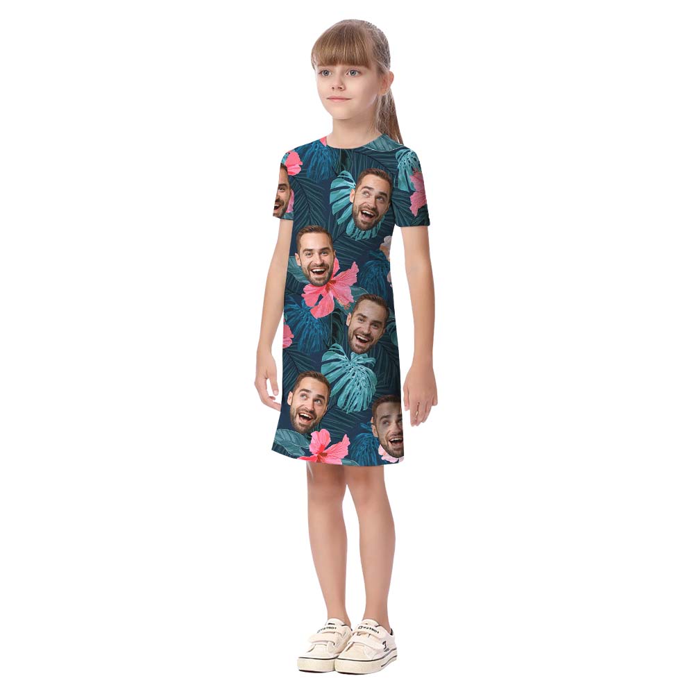 Custom Tropical Matching Hawaiian Shirt And Dress With Faces