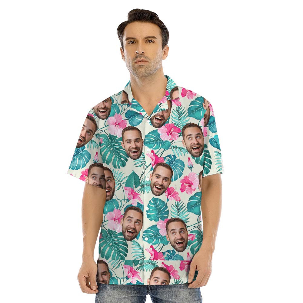 Tropical Floral Custom Face Hawaiian Shirts For Family And Dogs