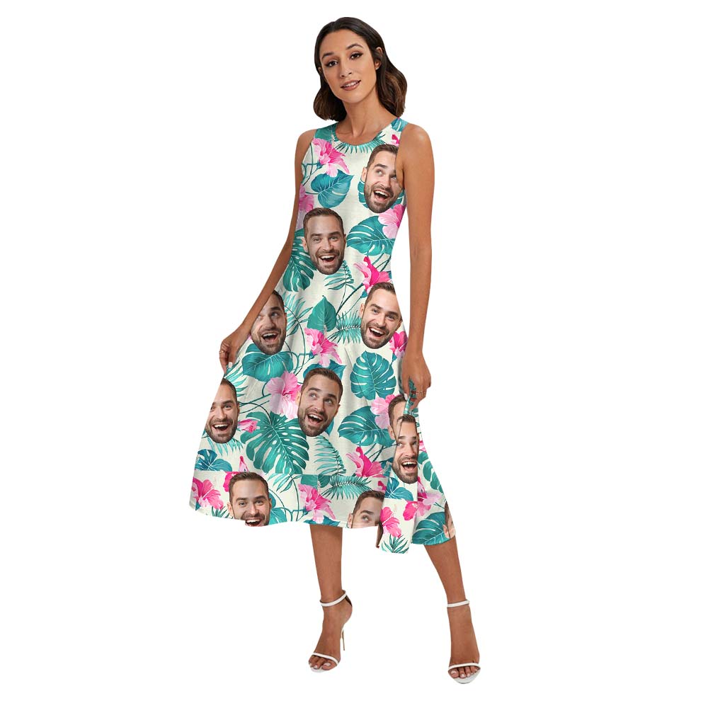 Tropical Floral Custom Face Hawaiian Shirts For Family And Dogs