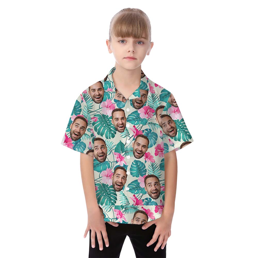 Tropical Floral Custom Face Hawaiian Shirts For Family And Dogs