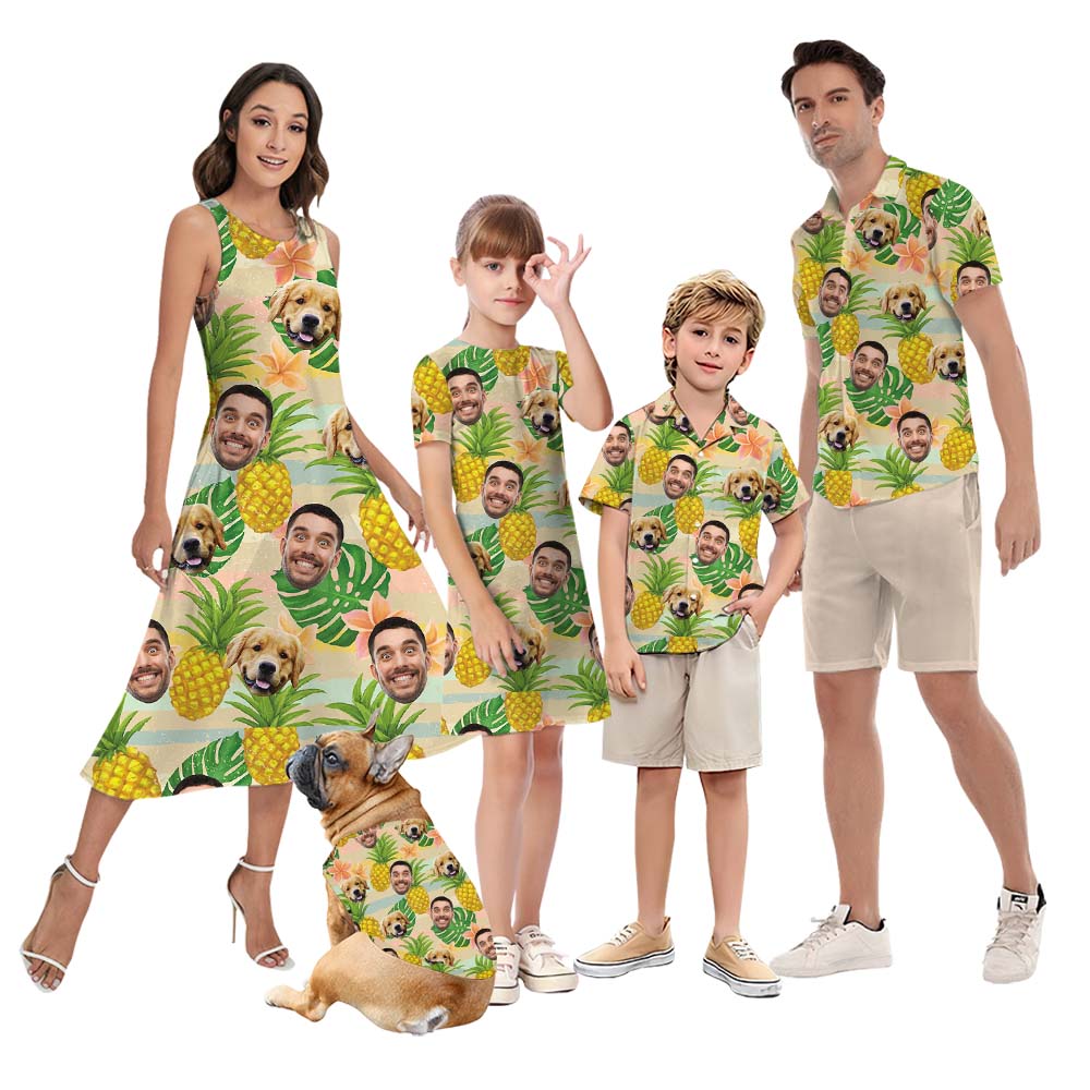 Custom Face Pineapple Matching Hawaiian Outfits For Family - variant image 1