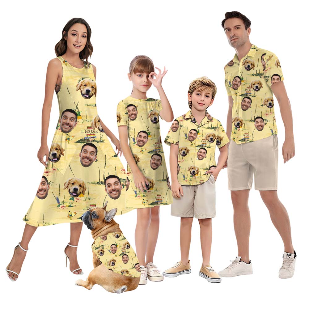 Vintage Beach Couples Hawaiian Outfits With Faces - variant image 1