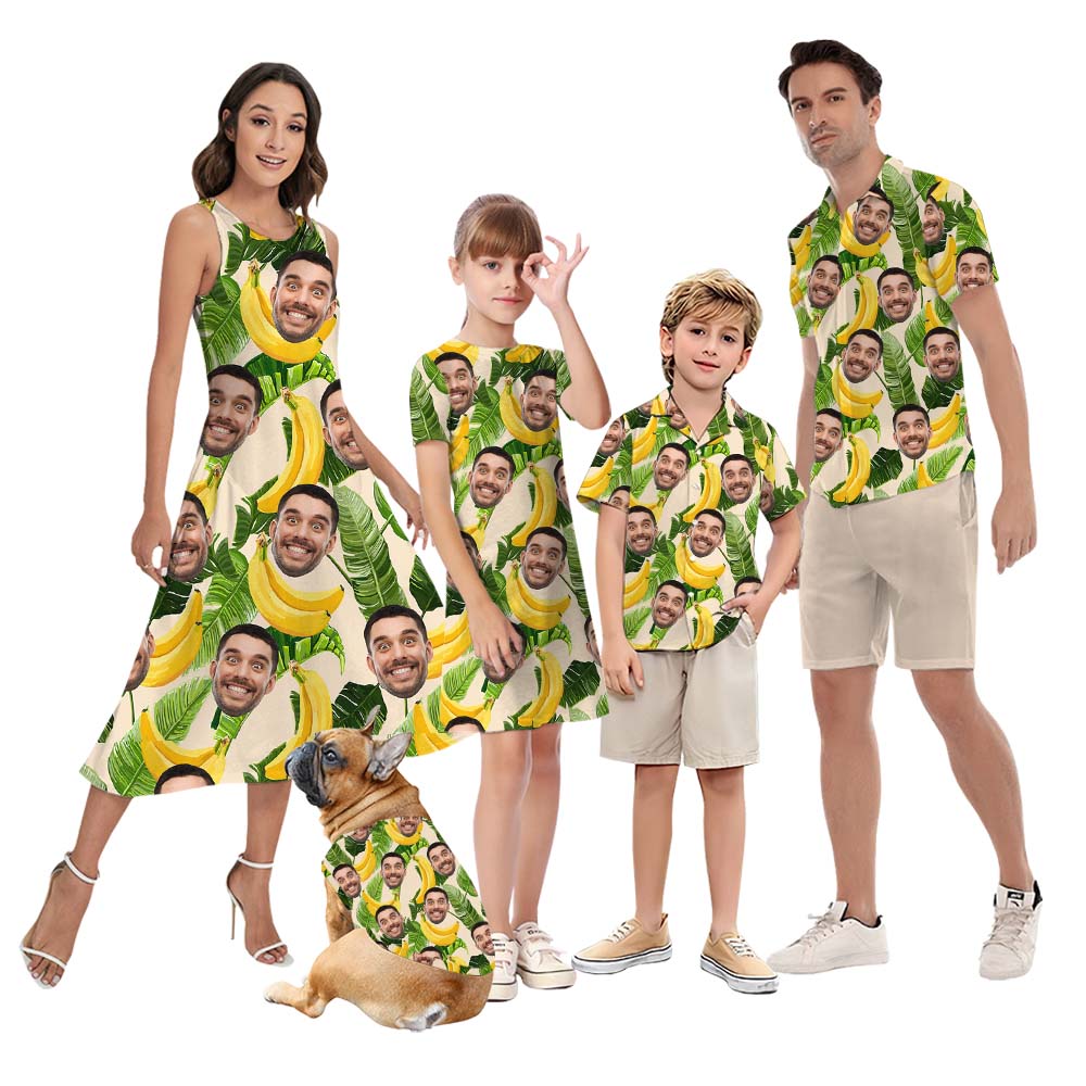 Funny Banana Family Matching Hawaiian Shirt With Faces - variant image 1
