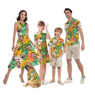 Custom Face Matching Hawaiian Shirt For Family