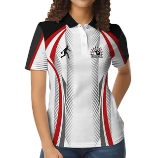 Personalized Bowling White And Black Women Polo Shirt