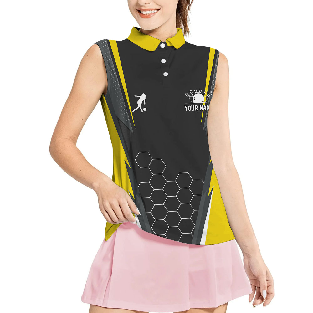 Yellow Bowling Team Sleeveless Top With Personalization - variant image 1