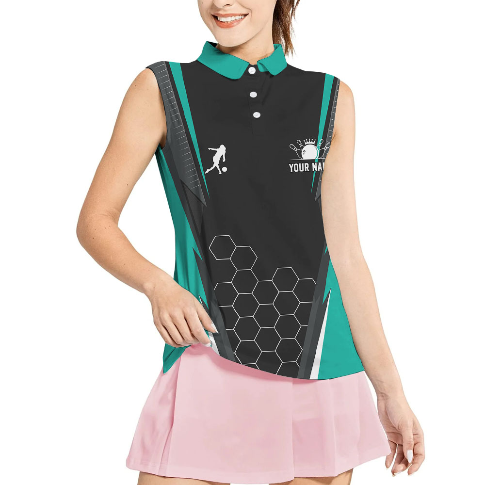 Teal Personalized Bowling Women Team Sleeveless Top - variant image 1
