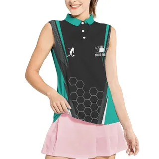 Teal Personalized Bowling Women Team Sleeveless Top