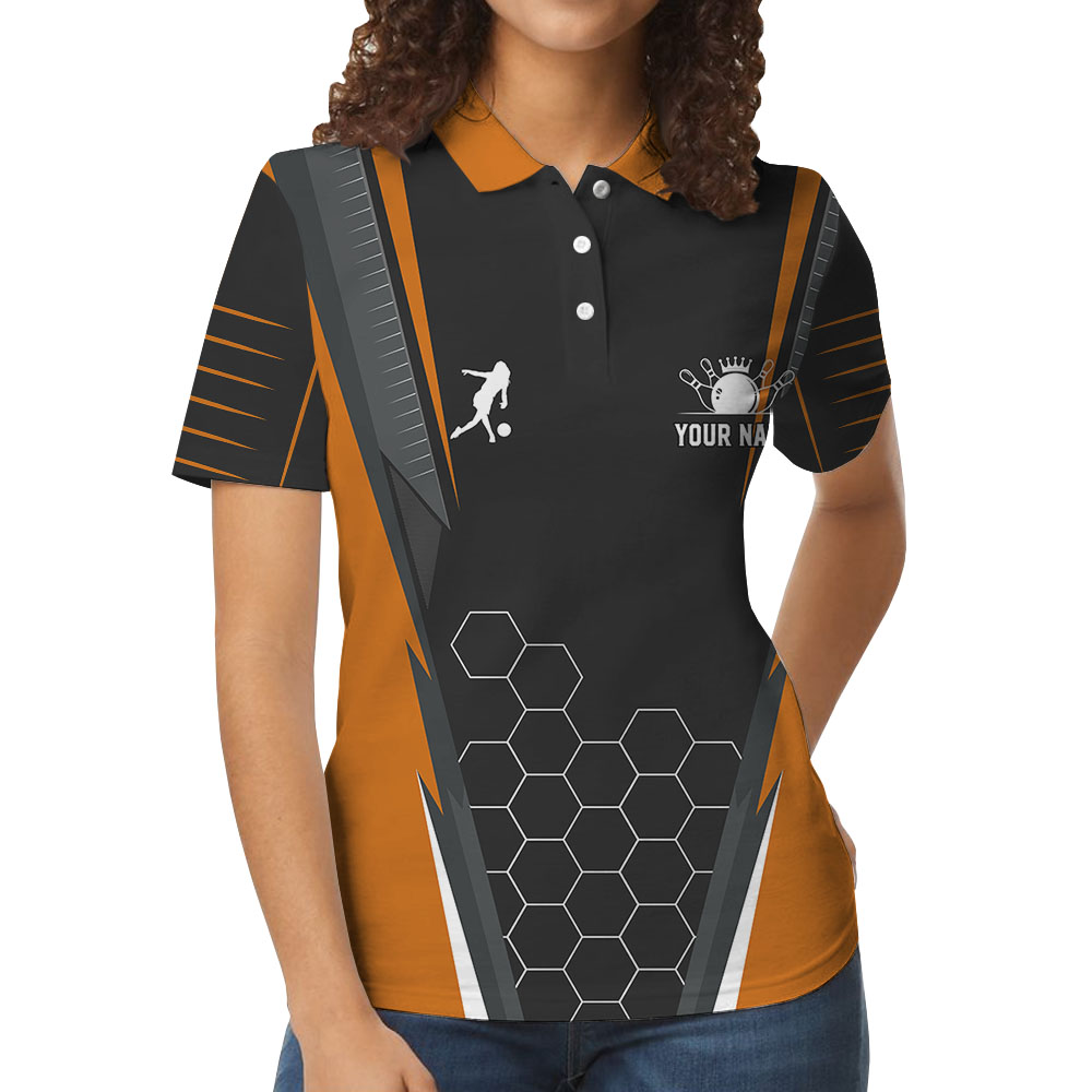 Orange Bowling Team Personalized Polos For Women - variant image 1