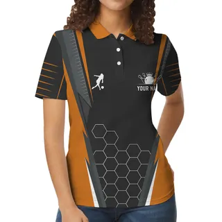 Orange Bowling Team Personalized Polos For Women