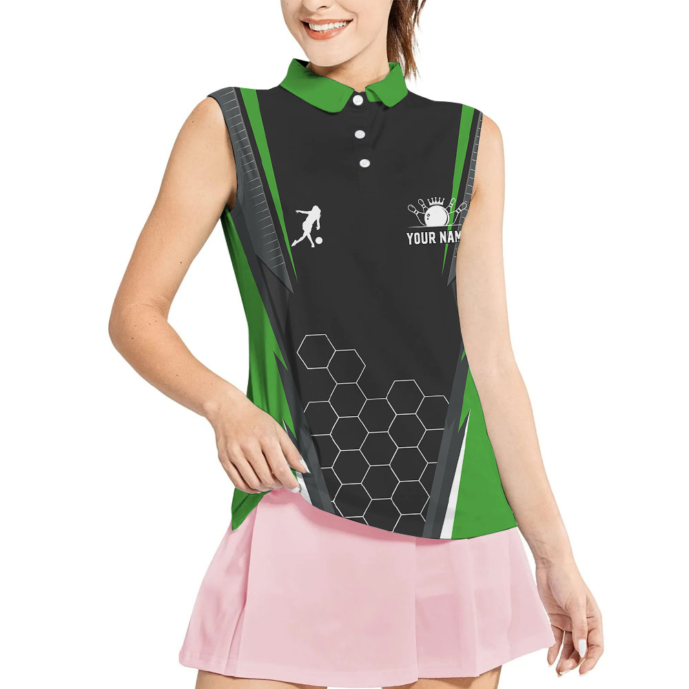 Personalized Green Women's Sleeveless Bowling Polos - variant image 1