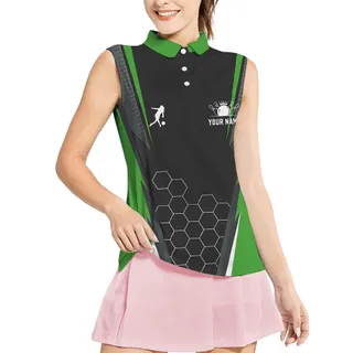 Personalized Green Women's Sleeveless Bowling Polos