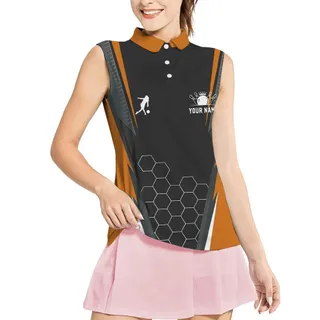 Personalized Bowling Team Orange Sleeveless Shirt