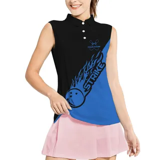 Blue Bowling Sleeveless Custom Name Tops