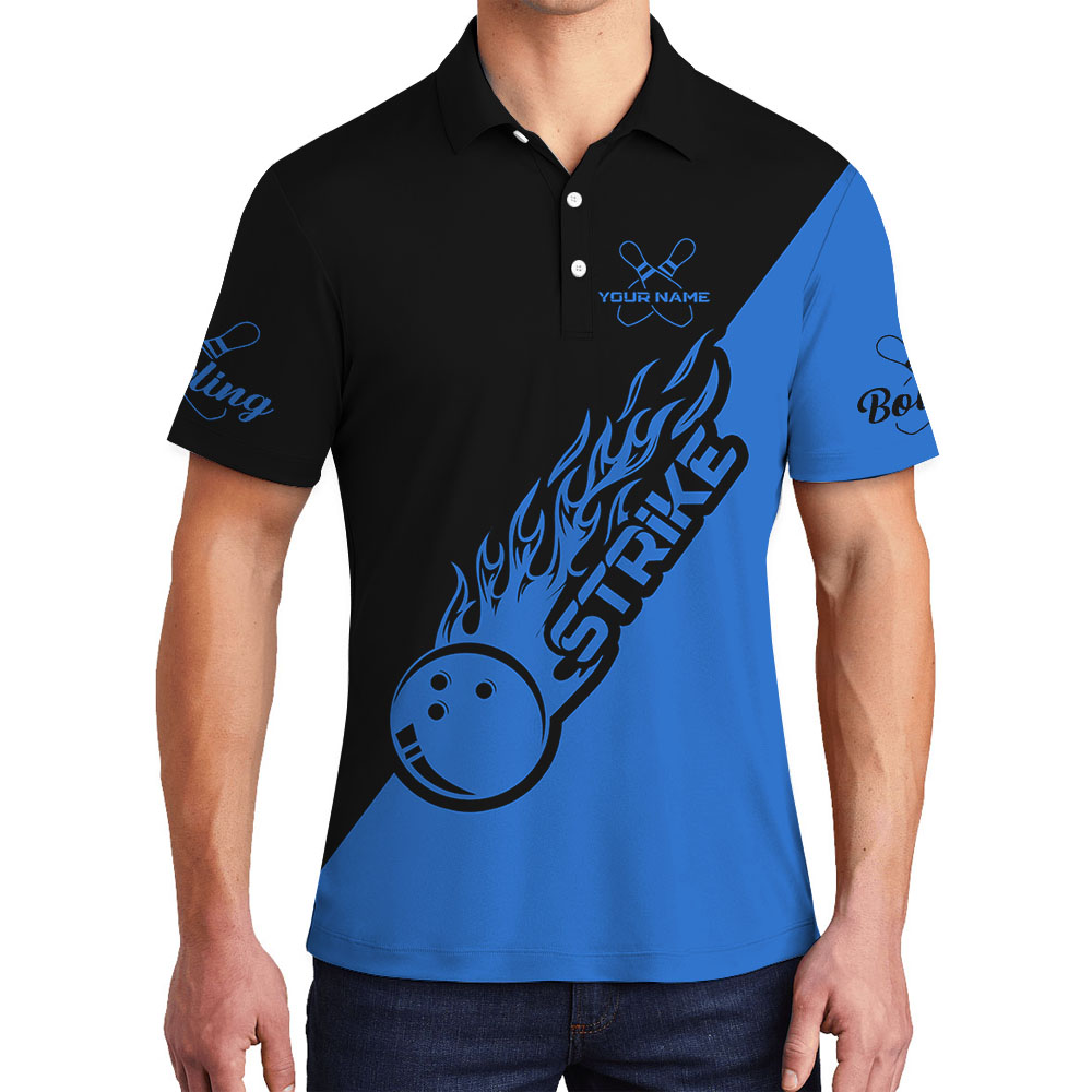 Blue Cool Bowling Polo Shirt With Custom Team Name - variant image 1