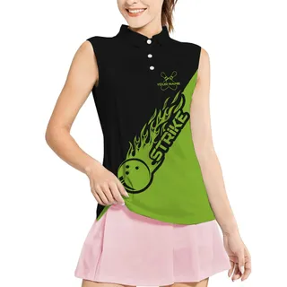 Green Personalized Bowling Sleeveless Shirt With Names