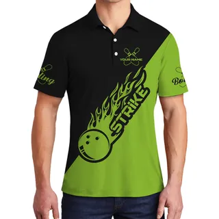 Men's Bowling Team Personalized Collared Shirt Green