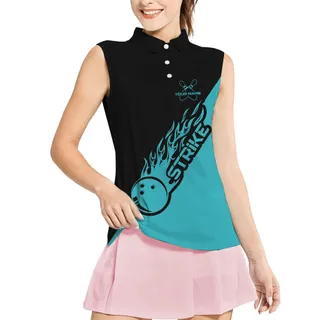 Custom Bowling Team Name Sleeveless Women's Shirt Teal