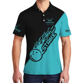 Teal Custom Bowling Team Collared Shirt