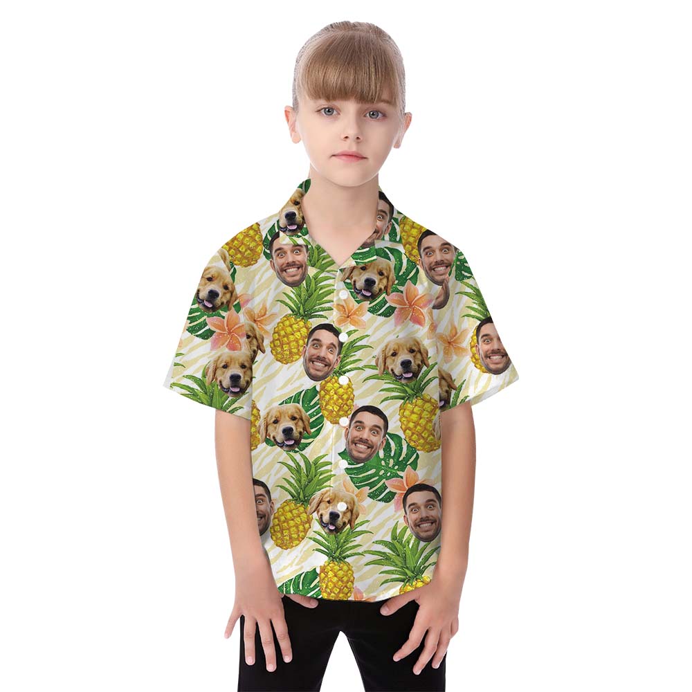 Custom Face Pineapple Matching Family Hawaiian Shirts