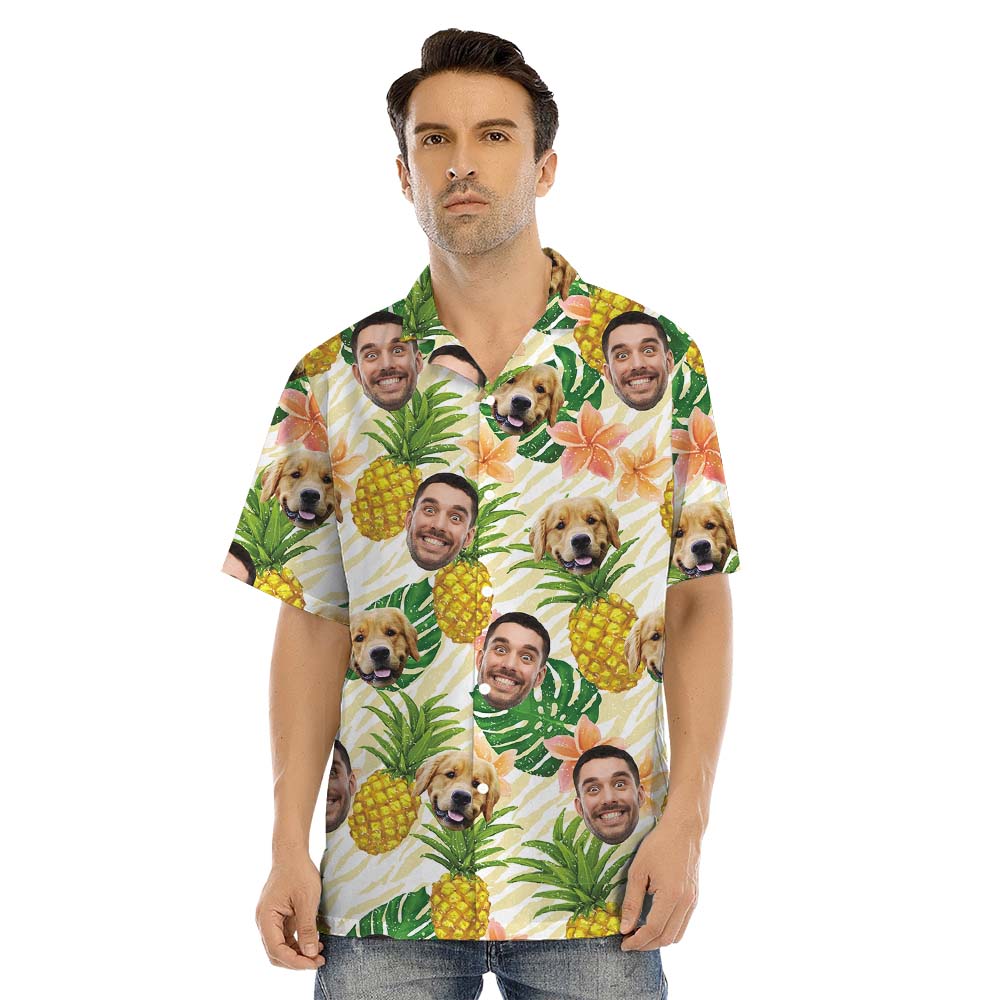 Custom Face Pineapple Matching Family Hawaiian Shirts