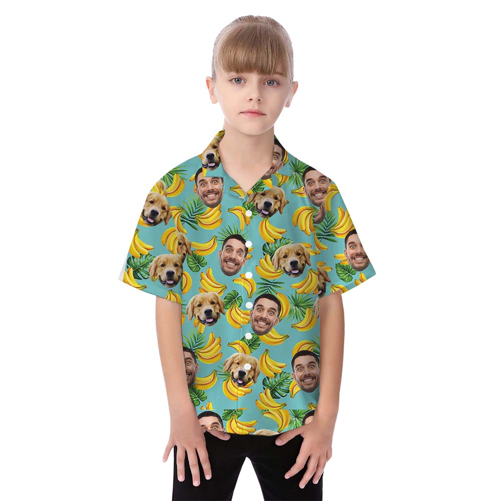 Custom Banana Matching Man And Dog Hawaiian Shirts With Faces