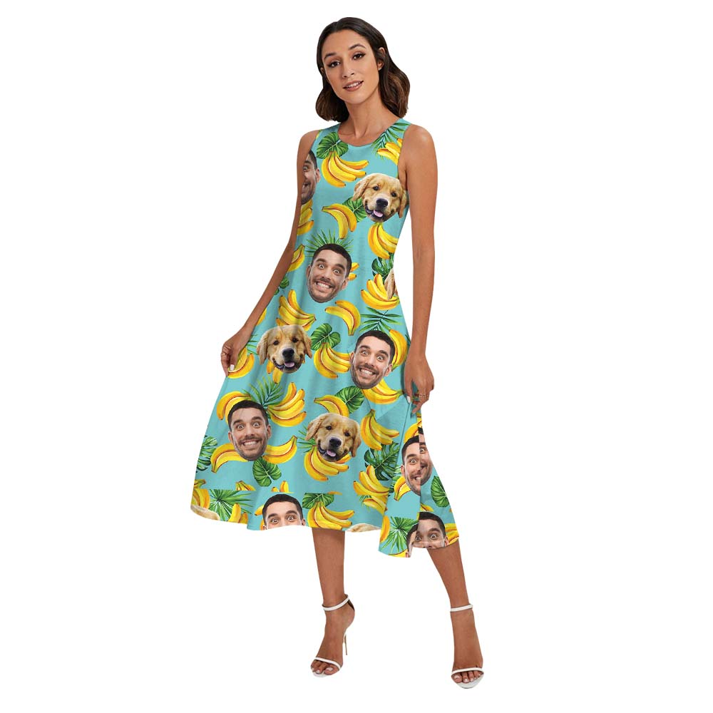 Custom Banana Matching Man And Dog Hawaiian Shirts With Faces