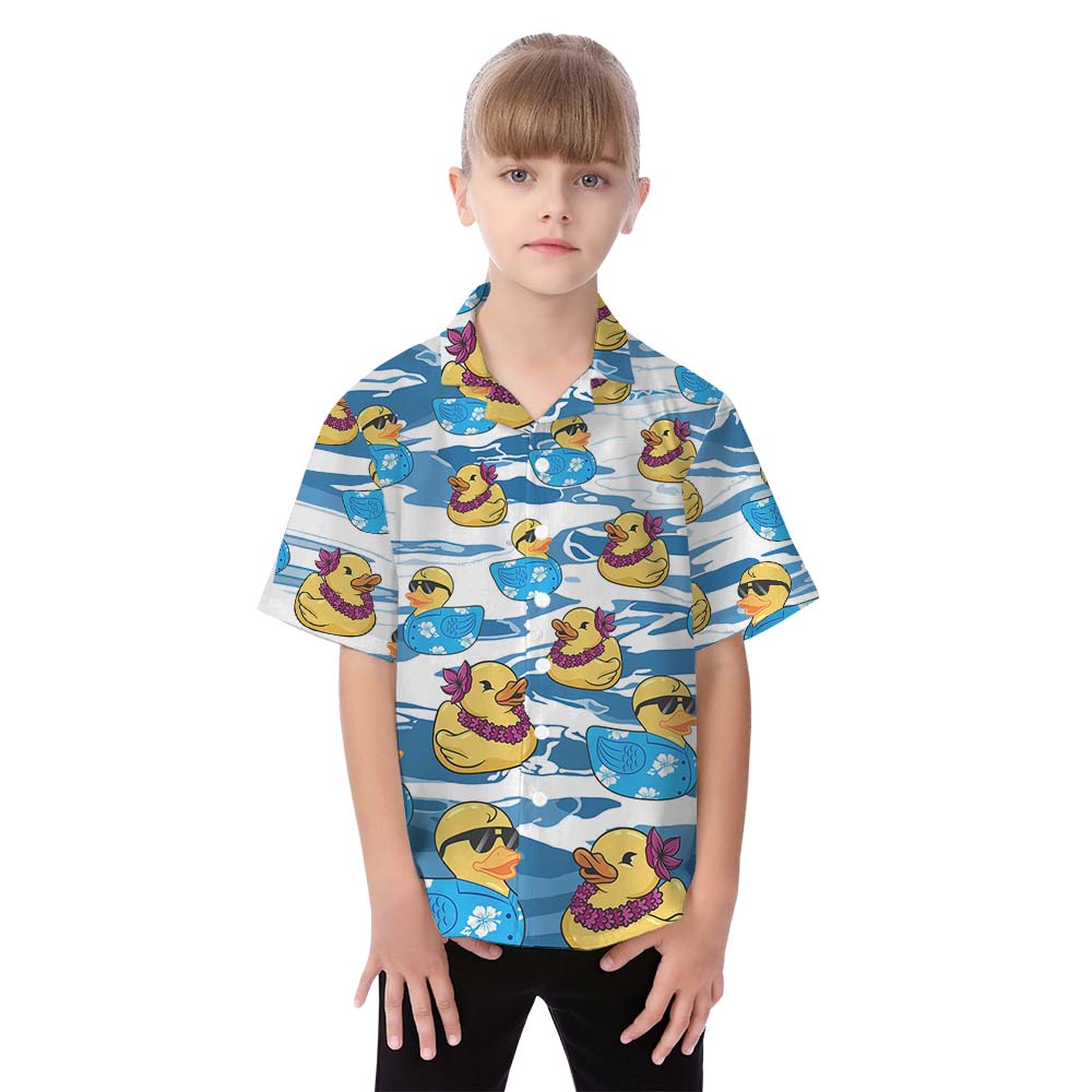 Cute Rubber Duck Matching Hawaiian Shirts For Family