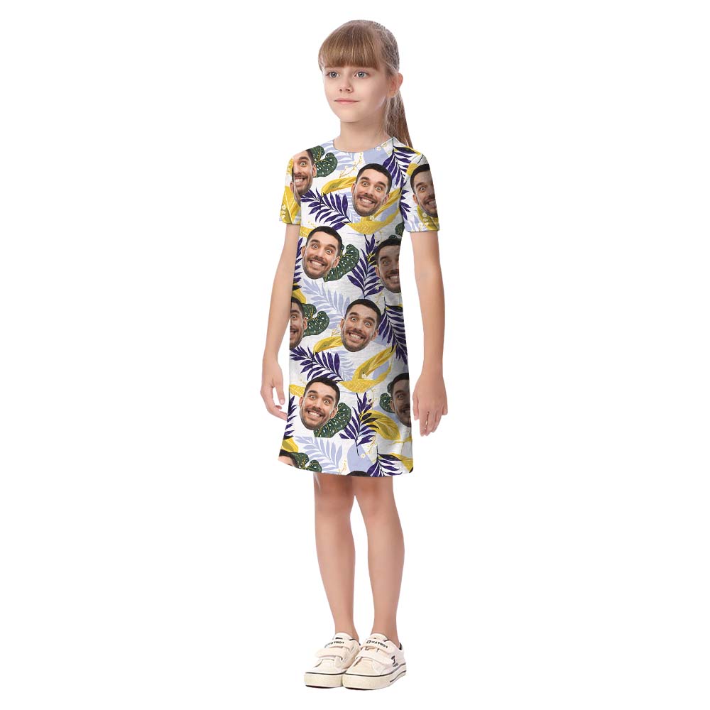 Tropical Leaf Family Matching Aloha Shirts With Faces