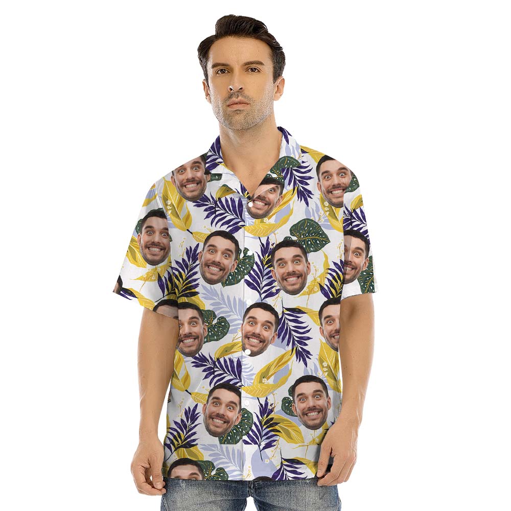Tropical Leaf Family Matching Aloha Shirts With Faces