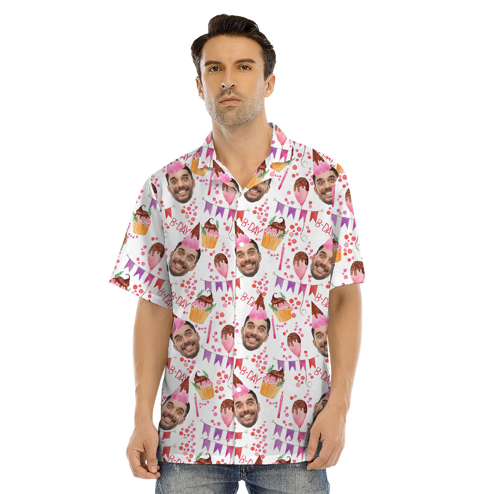 Custom Photo Birthday Matching Aloha Shirts