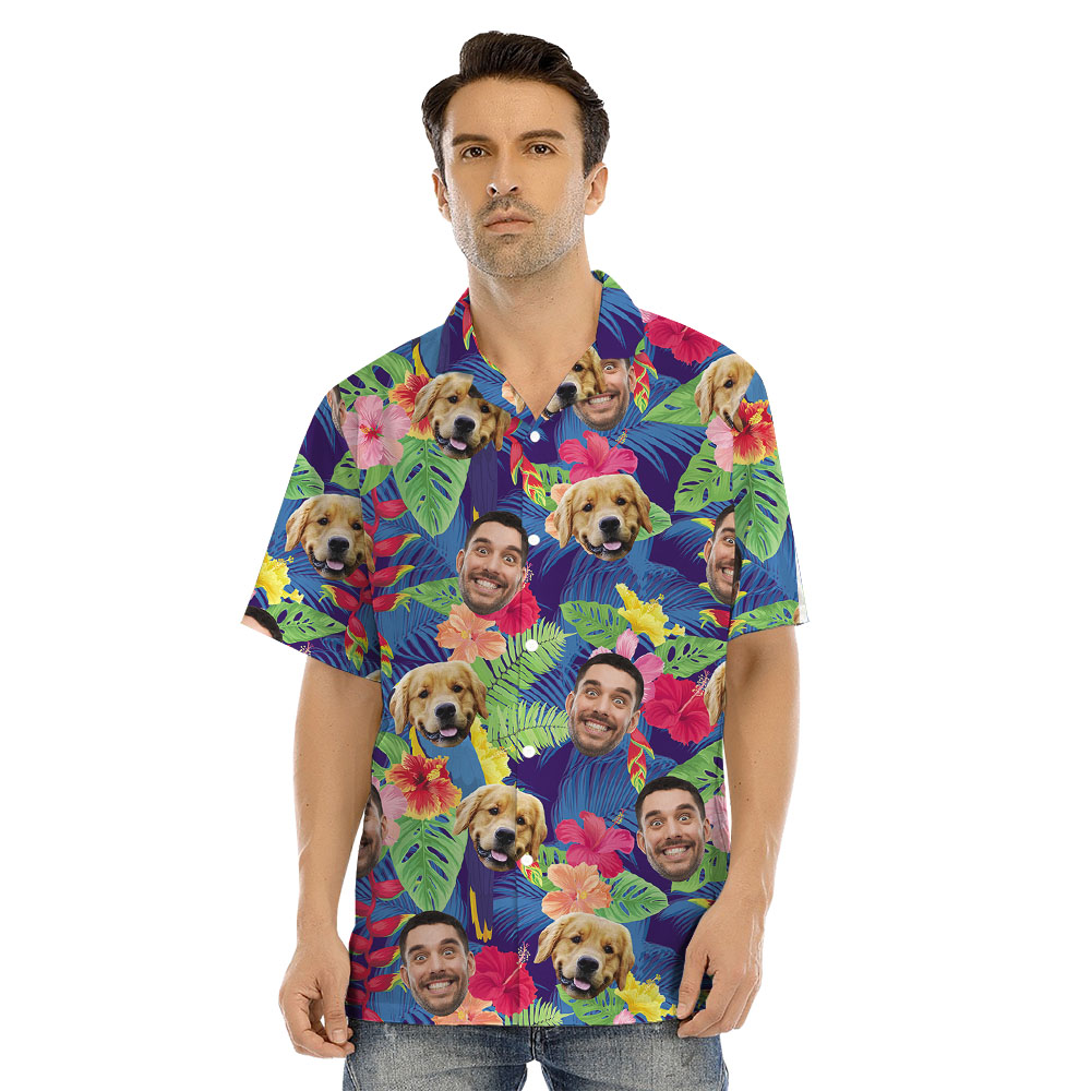 Custom Photo Matching Hawaiian Shirt And Dress Family