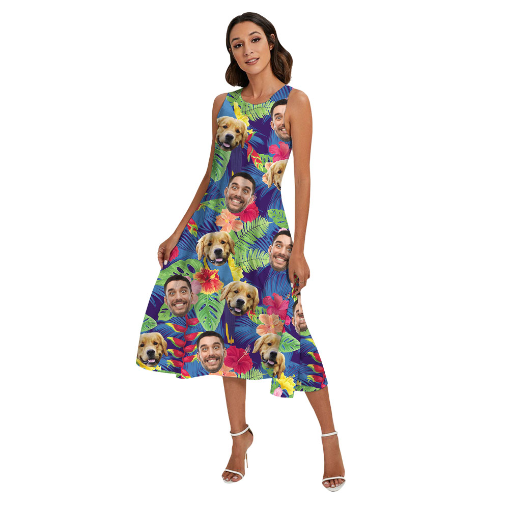 Custom Photo Matching Hawaiian Shirt And Dress Family