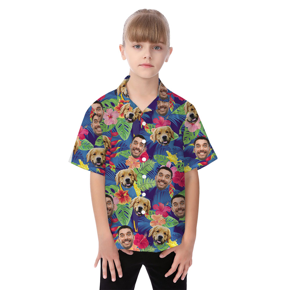 Custom Photo Matching Hawaiian Shirt And Dress Family