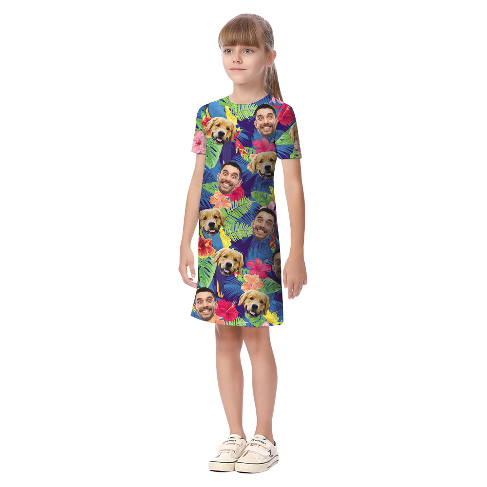 Custom Photo Matching Hawaiian Shirt And Dress Family