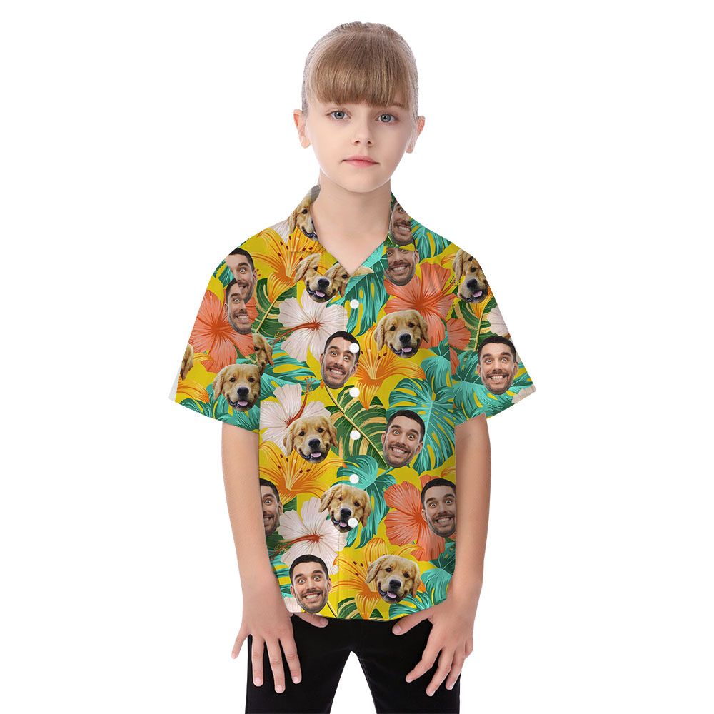Custom Face Matching Hawaiian Shirt For Family