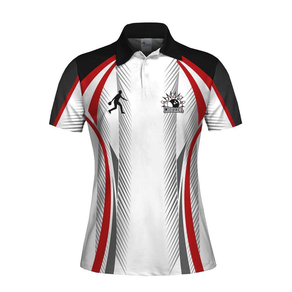 Personalized Bowling White And Black Women Polo Shirt