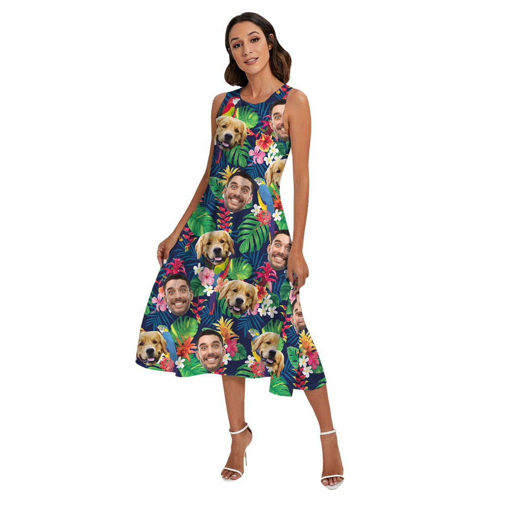 Custom Face Tropical Matching Hawaiian Outfits For Family