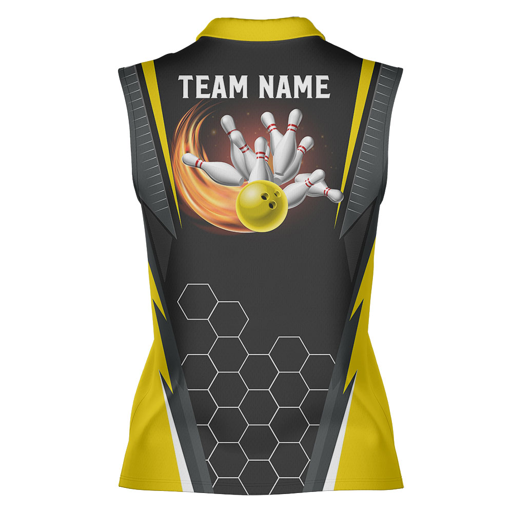 Yellow Bowling Team Sleeveless Top With Personalization