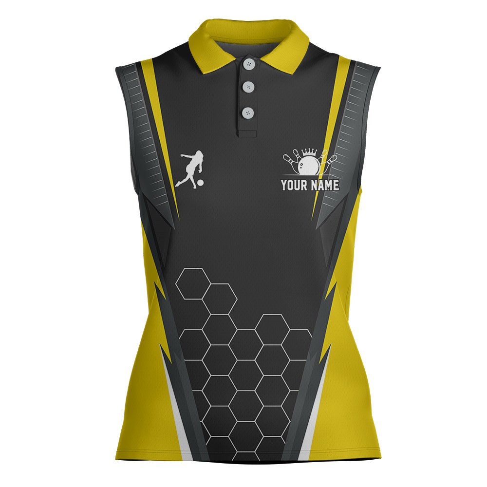 Yellow Bowling Team Sleeveless Top With Personalization
