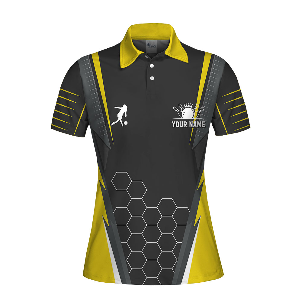 Yellow Personalized Team Name Bowling Polos For Women