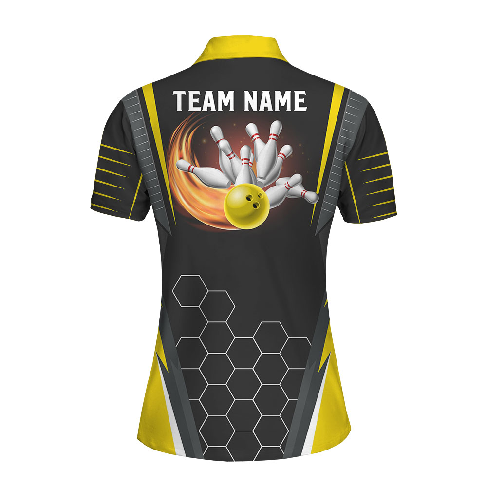 Yellow Personalized Team Name Bowling Polos For Women