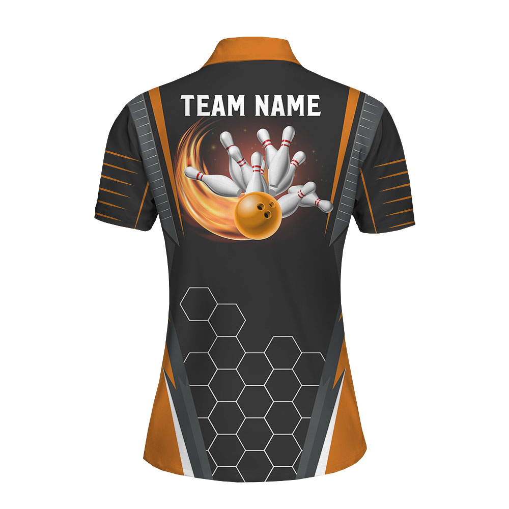 Orange Bowling Team Personalized Polos For Women