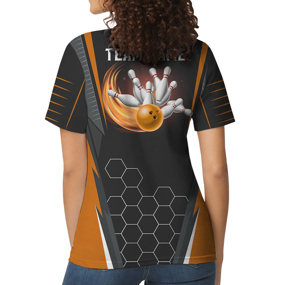 Orange Bowling Team Personalized Polos For Women