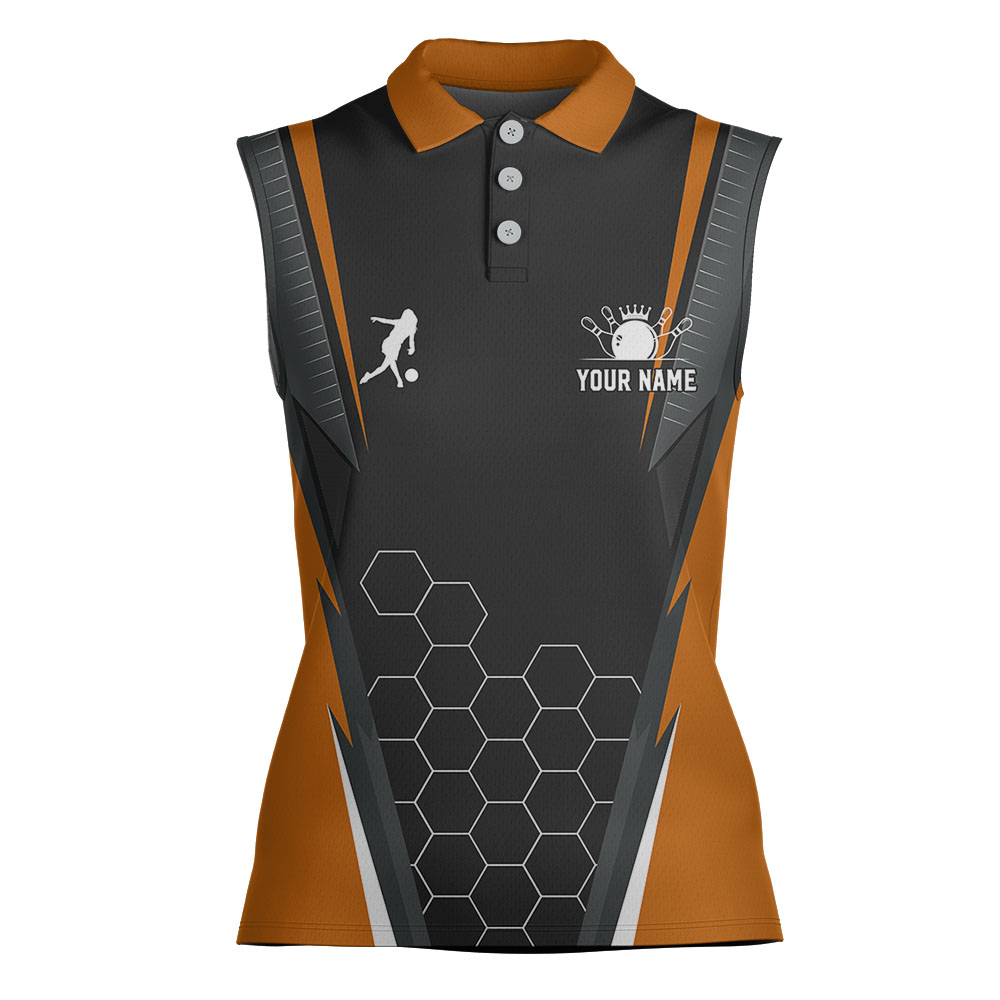 Personalized Bowling Team Orange Sleeveless Shirt