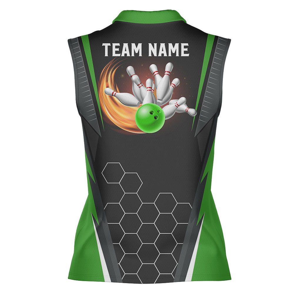 Personalized Green Women's Sleeveless Bowling Polos