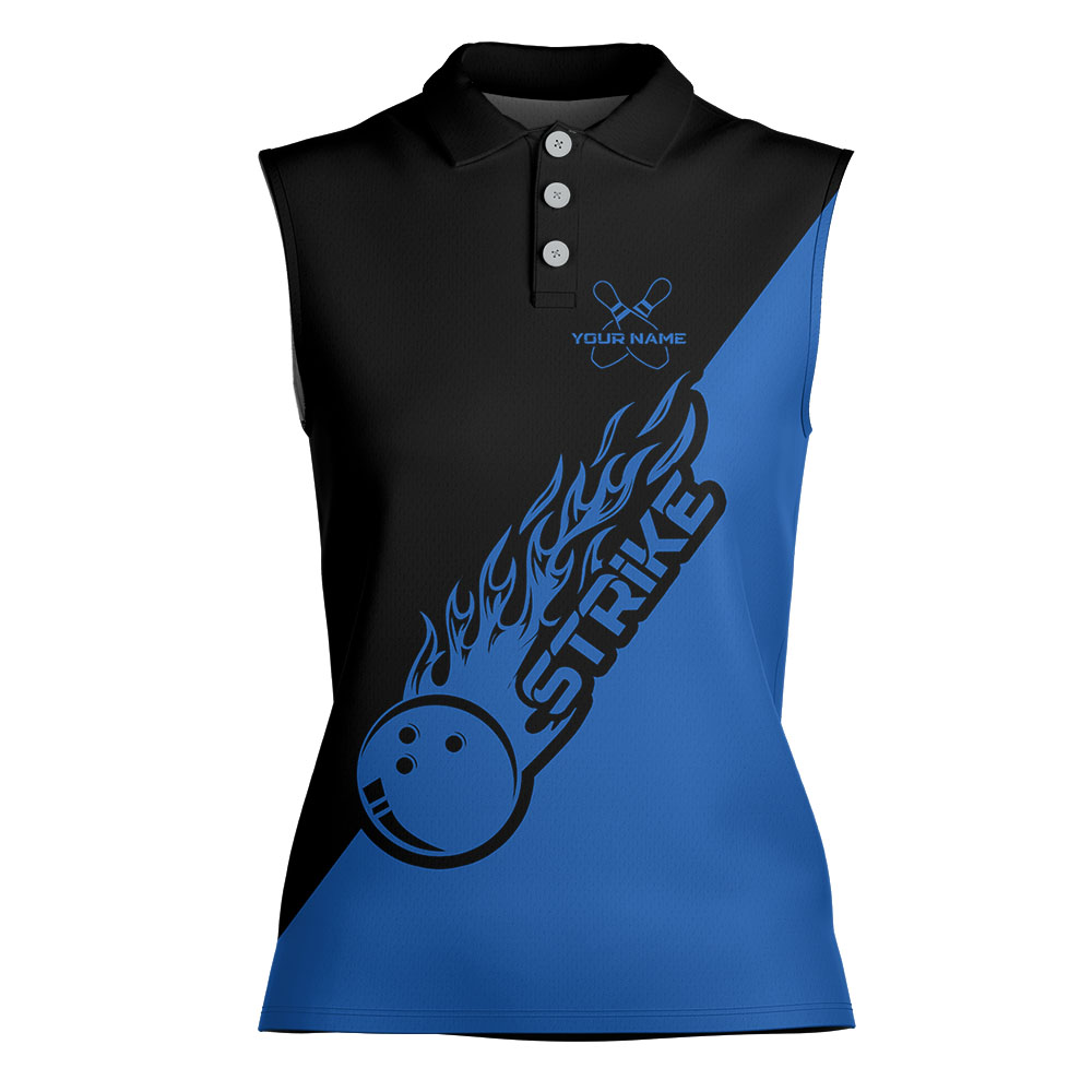 Blue Bowling Sleeveless Custom Name Tops